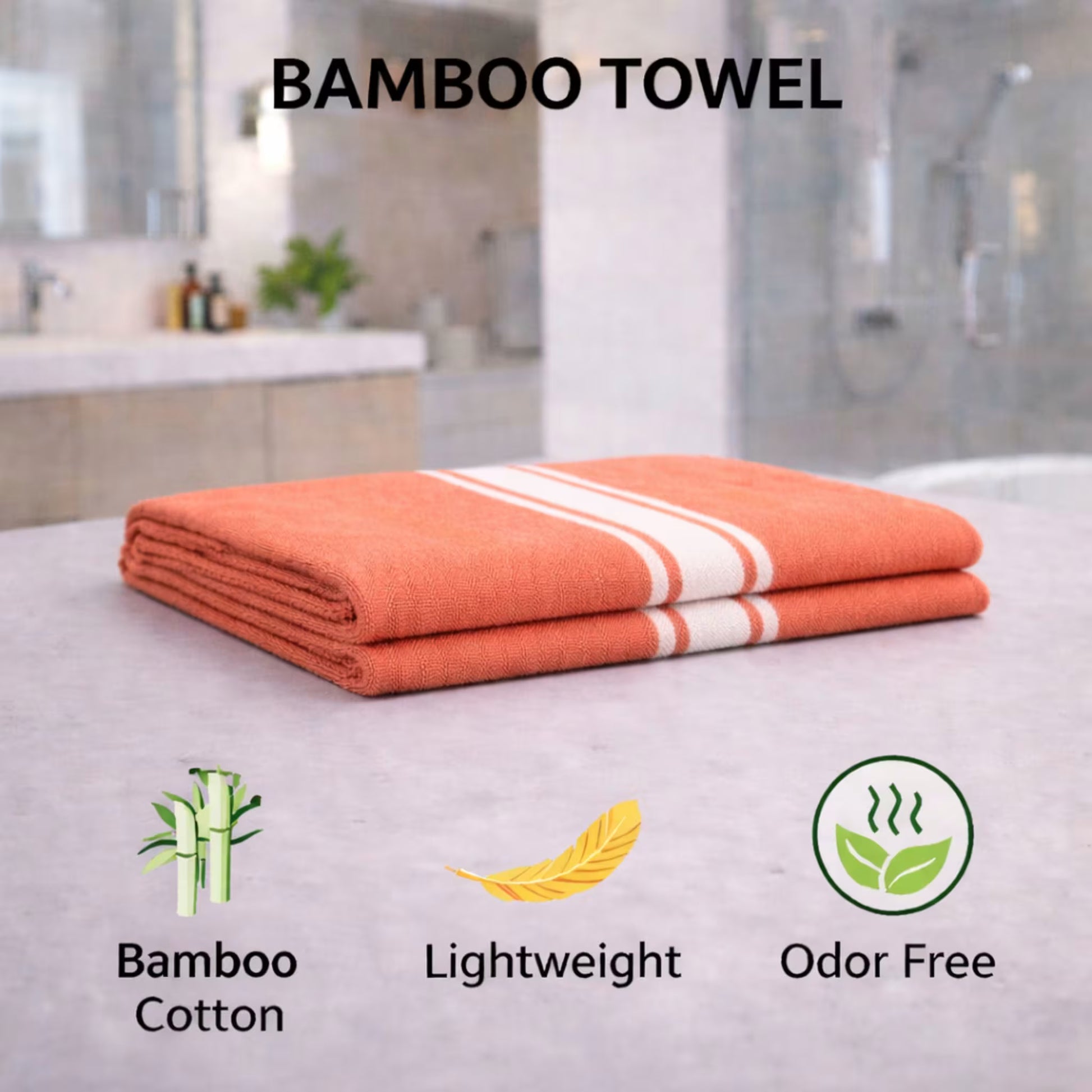 zaruva bamboo cotton bath towel set of 2 benefits: bamboo cotton, lightweight feel, odor free, quick dry