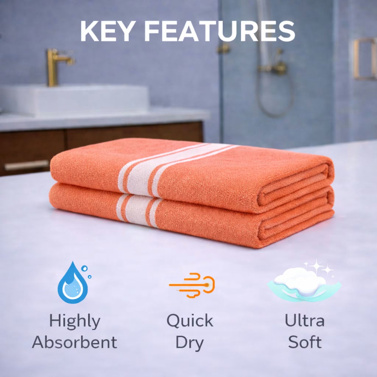 zaruva bamboo cotton bath towel set of 2 key features: highly absorbent, quick dry, ultra soft