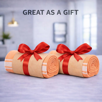 zaruva bath towel set of 2 gift wrap with red ribbon, great as a gift for housewarming, weddings and festivals